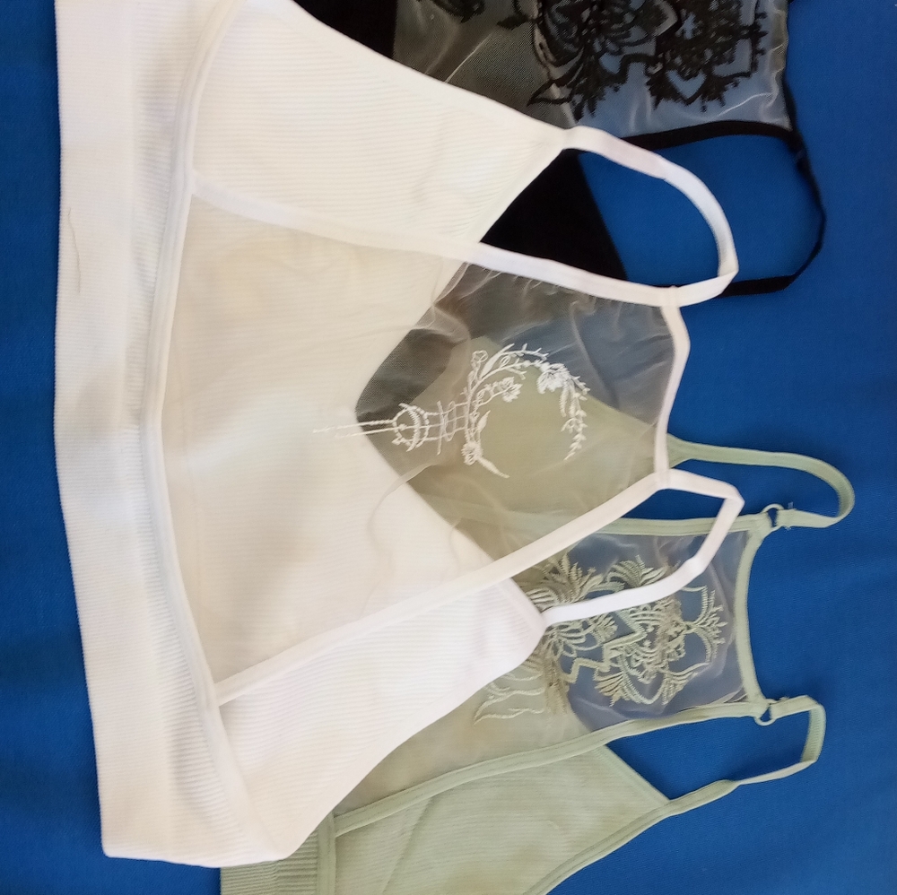 3 tattoo bralettes. Sz m/lg and xs/s. NWT.
